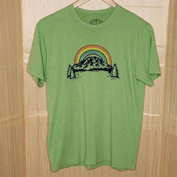 Choke Men's Pride Green Rainbow Mountain Shirt Large - Picture 1 of 4